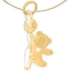 14K oder 18K Gold Teddybär mit Luftballons Anhänger