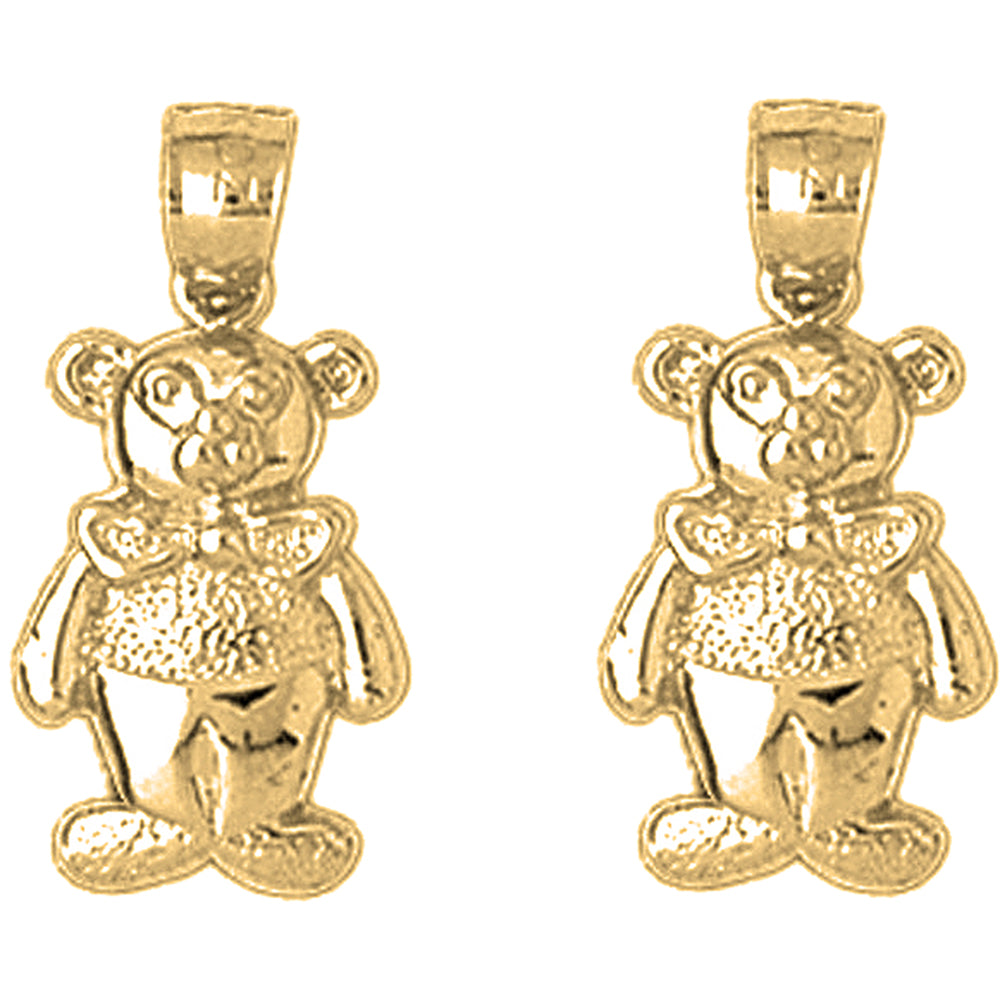 14K or 18K Gold 20mm Teddy Bear Earrings