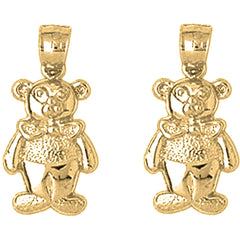 14K or 18K Gold 20mm Teddy Bear Earrings