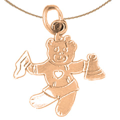 14K or 18K Gold Teddy Bear Cheerleader Pendant