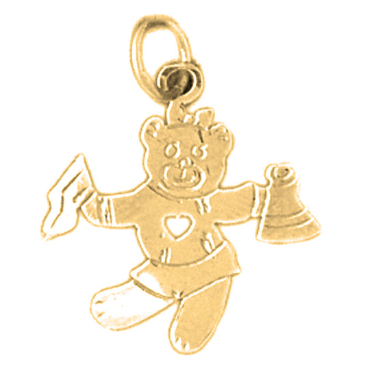 14K or 18K Gold Teddy Bear Cheerleader Pendant