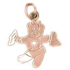 14K or 18K Gold Teddy Bear Cheerleader Pendant