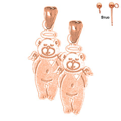 14K or 18K Gold Teddy Bear Earrings