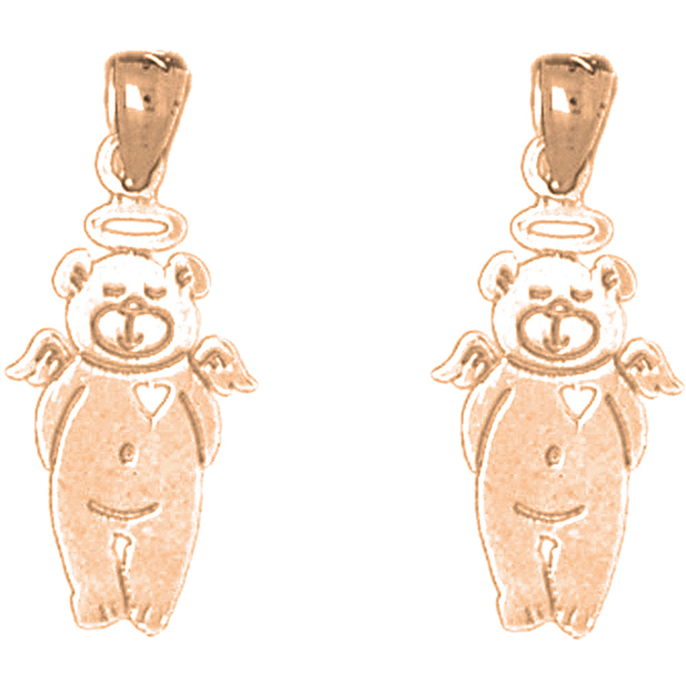 14K or 18K Gold 24mm Teddy Bear Earrings
