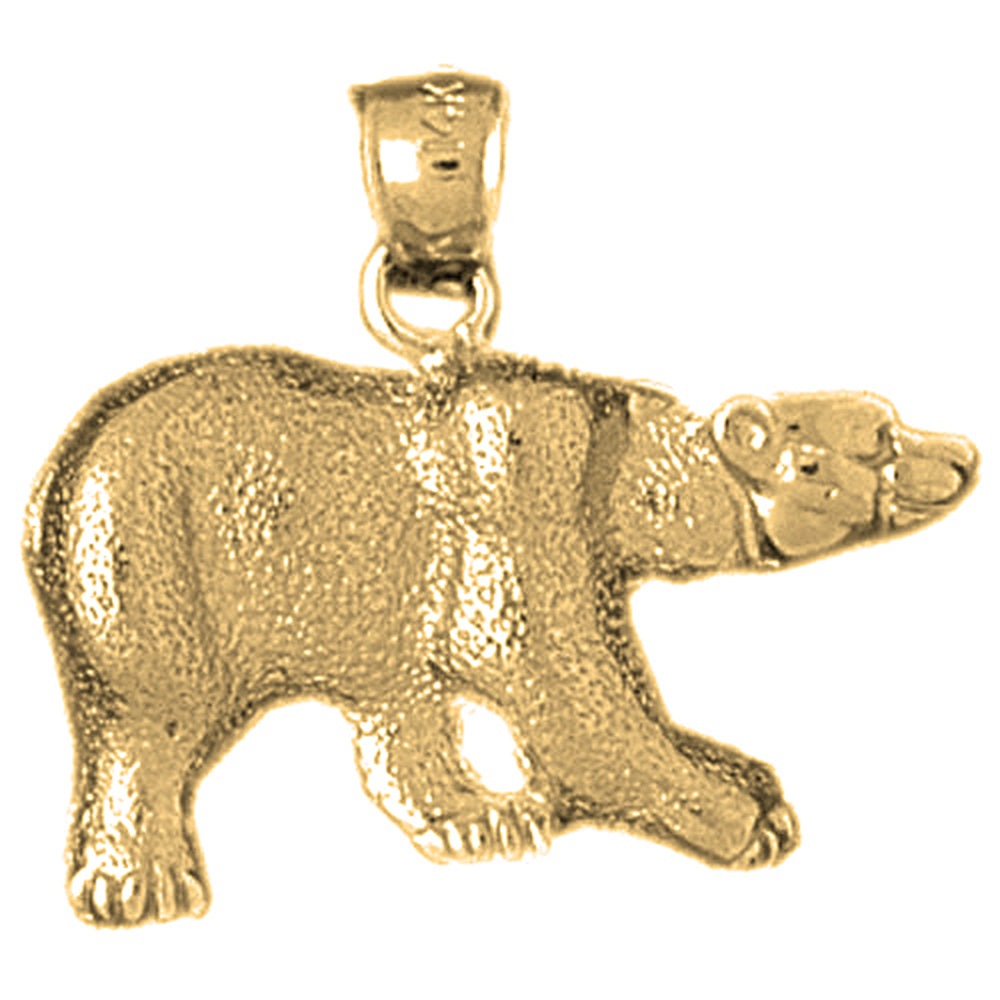 10K, 14K or 18K Gold Brown Bear Pendant