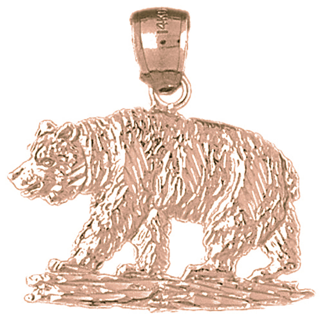 10K, 14K or 18K Gold Brown Bear Pendant