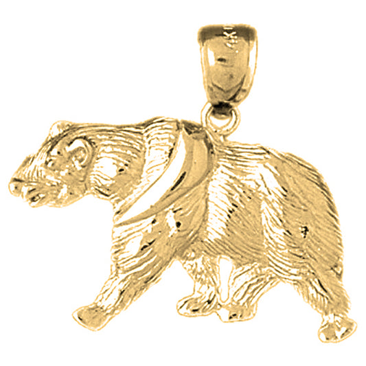 10K, 14K or 18K Gold Brown Bear Pendant