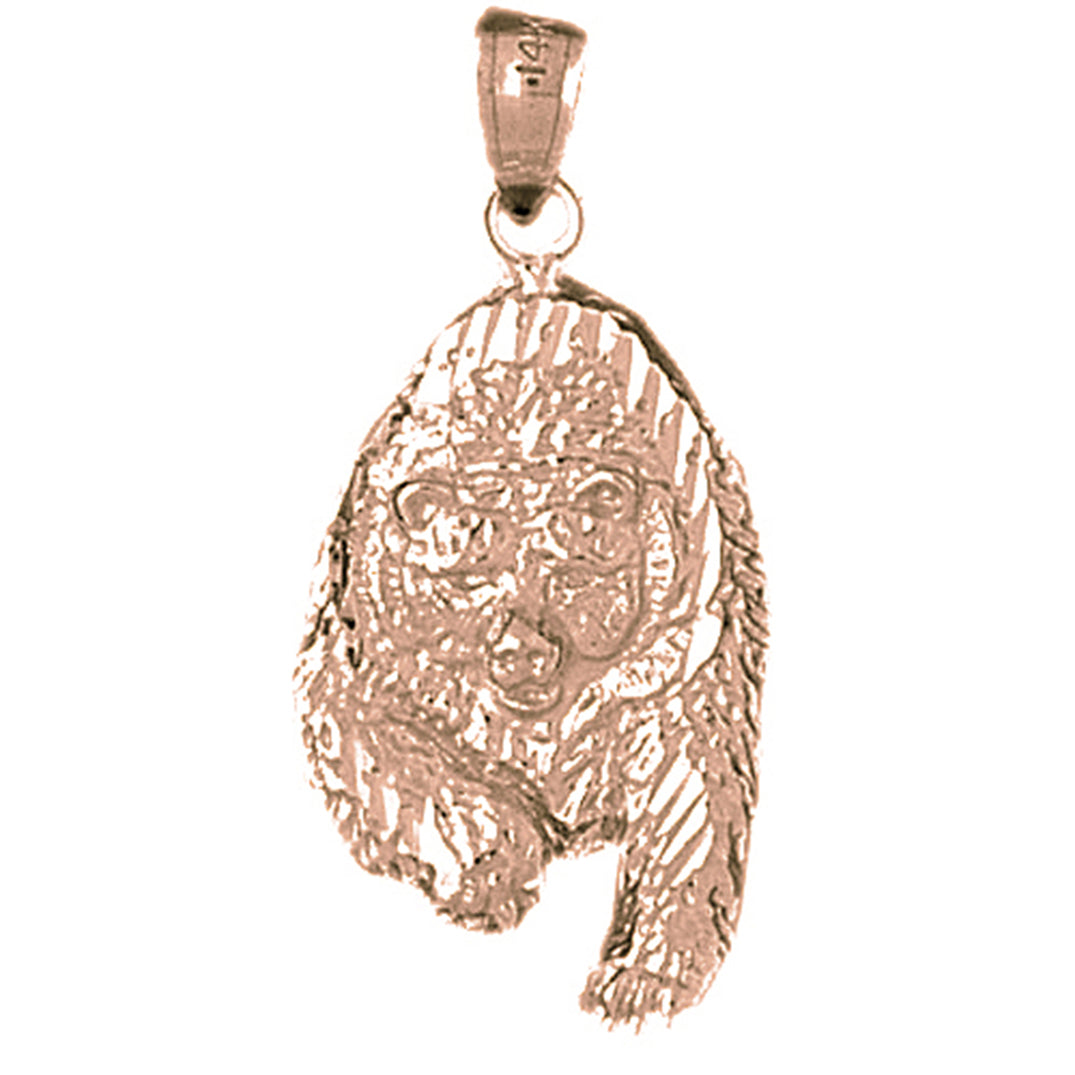 10K, 14K or 18K Gold Grizzly Bear Pendant