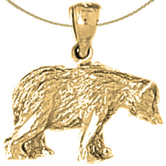 Colgante de oso grizzly 3D de oro de 10 quilates, 14 quilates o 18 quilates