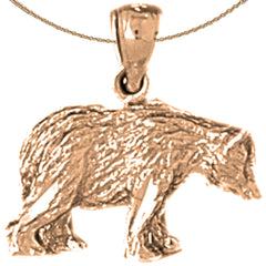 Colgante de oso grizzly 3D de oro de 10 quilates, 14 quilates o 18 quilates