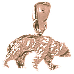 10K, 14K or 18K Gold 3D Grizzly Bear Pendant