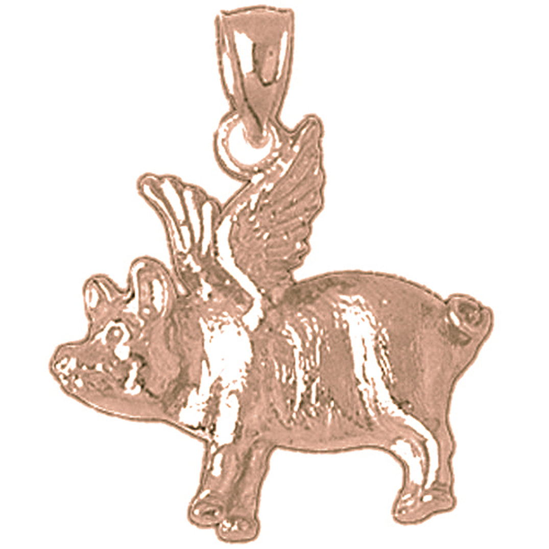 10K, 14K or 18K Gold Flying Pig Pendant