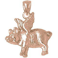 10K, 14K or 18K Gold Flying Pig Pendant