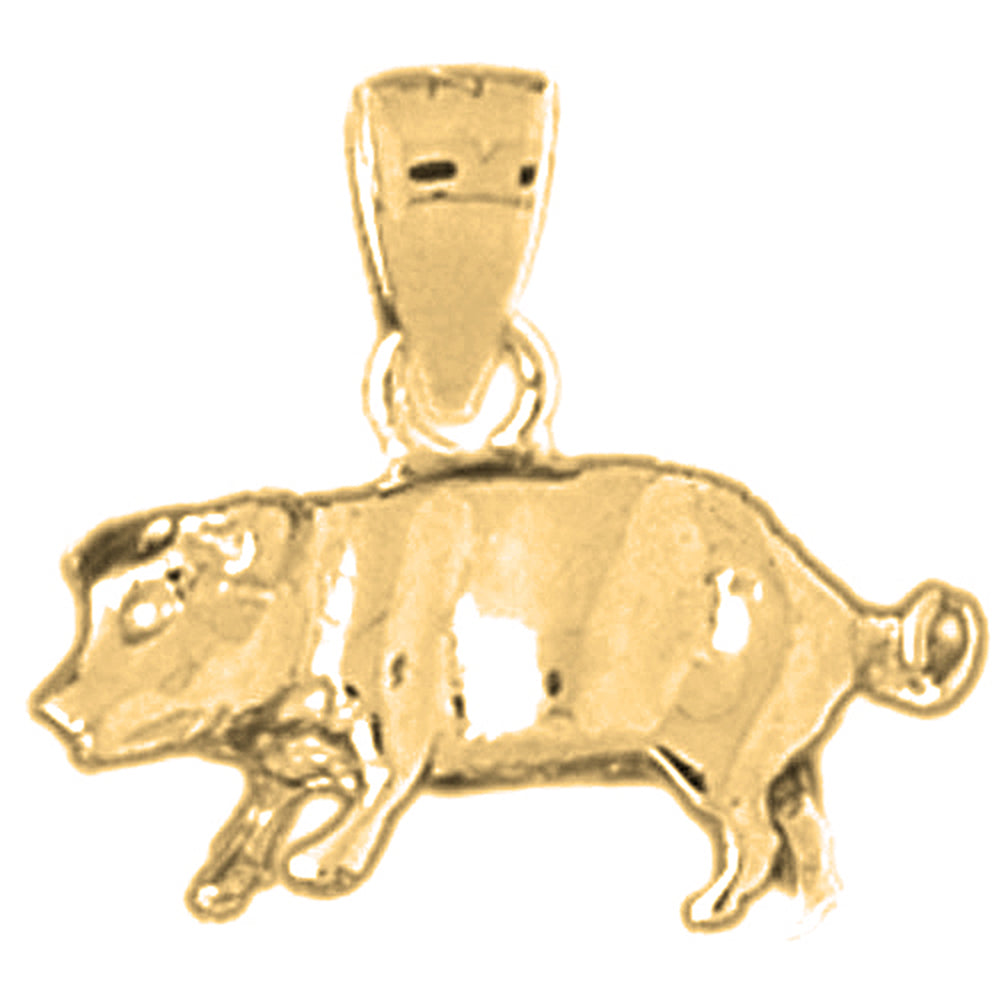 10K, 14K or 18K Gold 3D Pig Pendant