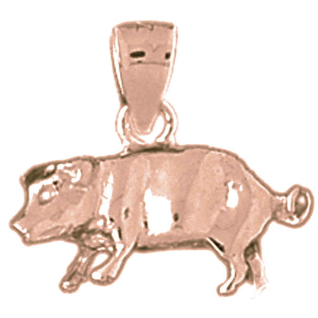 10K, 14K or 18K Gold 3D Pig Pendant