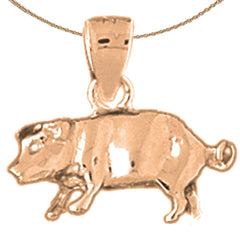 10K, 14K or 18K Gold 3D Pig Pendant