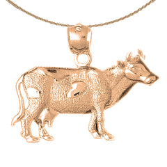 10K, 14K or 18K Gold Cow Pendant