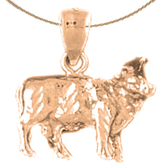 10K, 14K or 18K Gold 3D Cow Pendant
