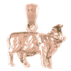 10K, 14K or 18K Gold 3D Cow Pendant