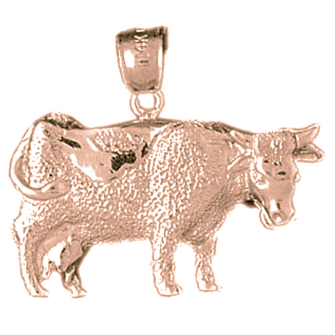 10K, 14K or 18K Gold Cow Pendant