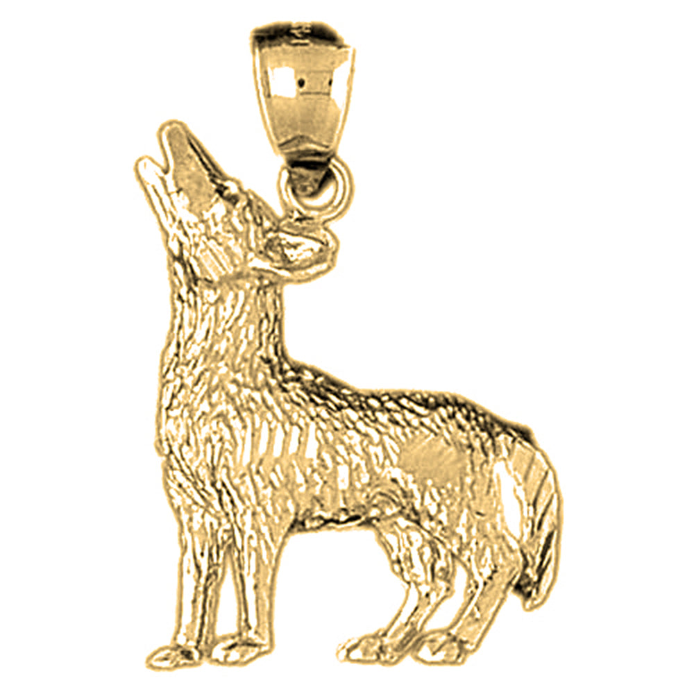 10K, 14K or 18K Gold Coyote Pendant