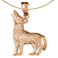 10K, 14K or 18K Gold Coyote Pendant