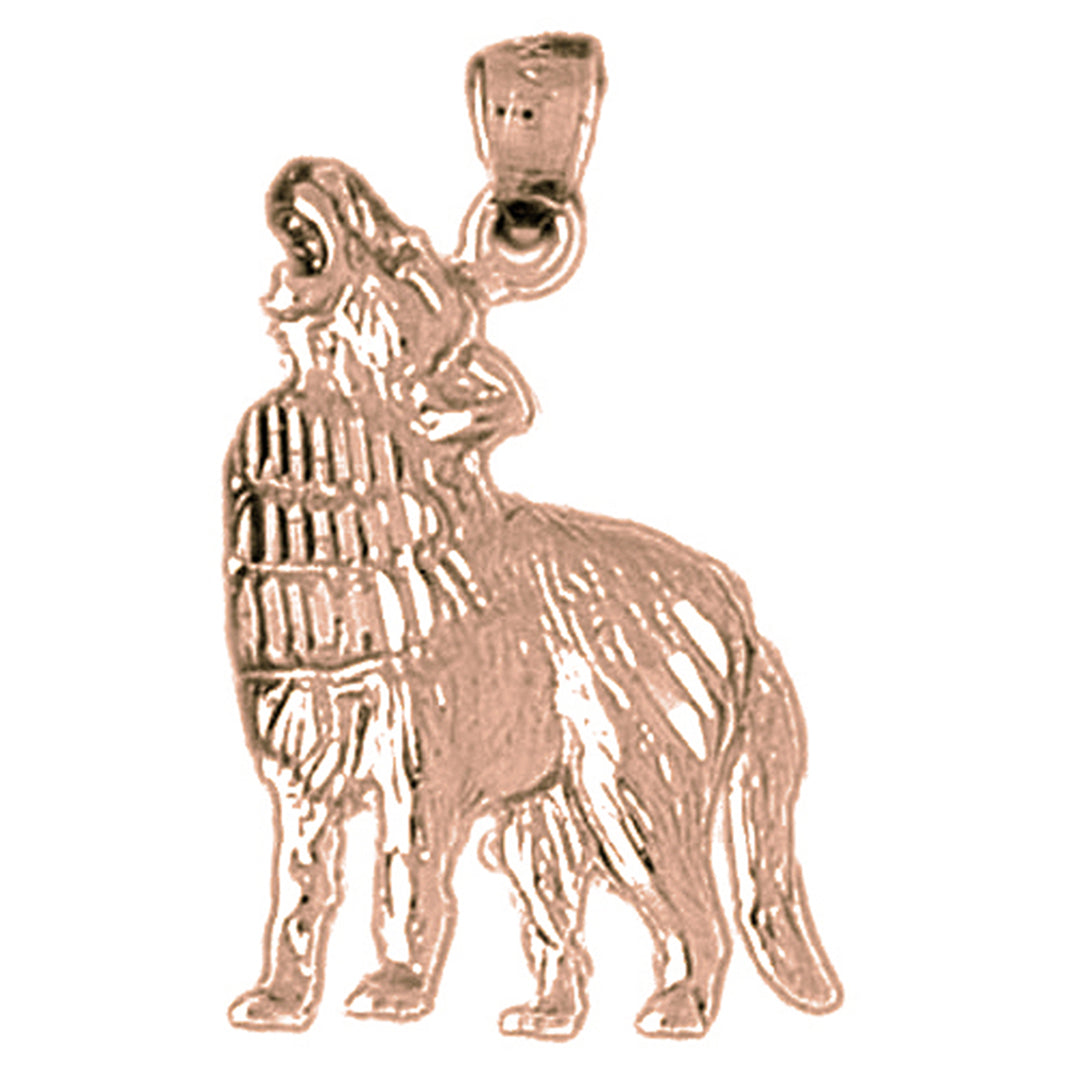 10K, 14K or 18K Gold Coyote Pendant