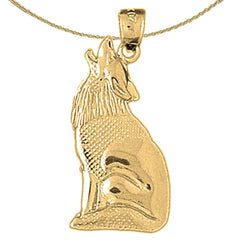 10K, 14K or 18K Gold Coyote Pendant