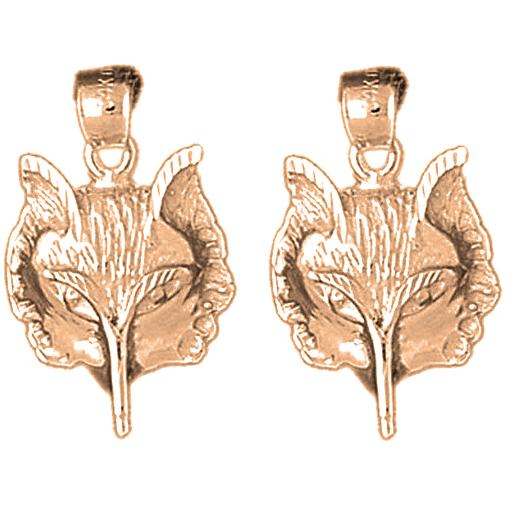 14K or 18K Gold 24mm Wolf Earrings