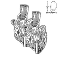 Pendientes de lobo de plata de ley de 13 mm (chapados en oro blanco o amarillo)