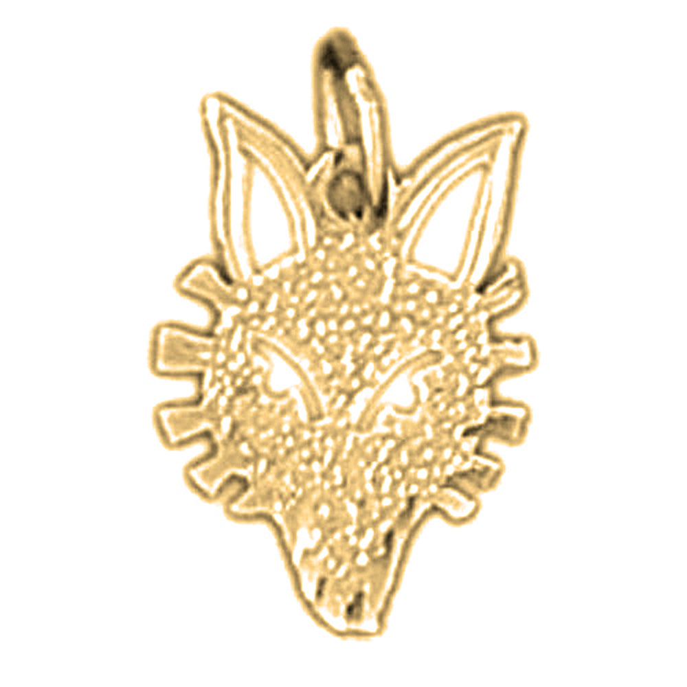 14K or 18K Gold Wolf Pendant