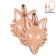 14K or 18K Gold Wolf Earrings
