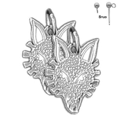 14K or 18K Gold Wolf Earrings