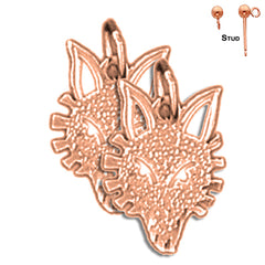 14K or 18K Gold Wolf Earrings