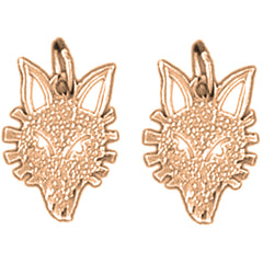 14K or 18K Gold 15mm Wolf Earrings