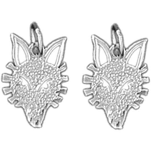 Sterling Silver 15mm Wolf Earrings