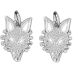 Sterling Silver 15mm Wolf Earrings