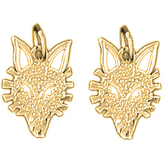14K or 18K Gold 15mm Wolf Earrings