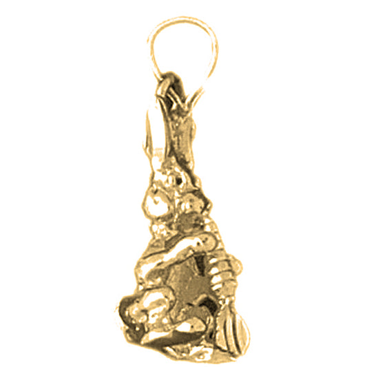 10K, 14K or 18K Gold 3D Rabbit Pendant