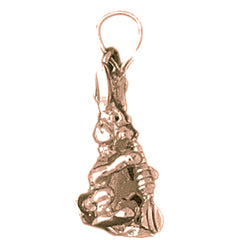 10K, 14K or 18K Gold 3D Rabbit Pendant