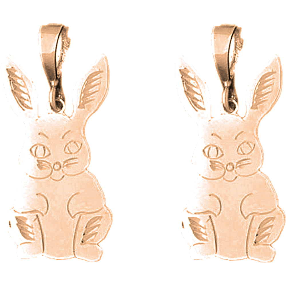 14K or 18K Gold 33mm Rabbit Earrings