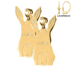 27 mm große Kaninchen-Ohrringe aus Sterlingsilber (weiß- oder gelbvergoldet)
