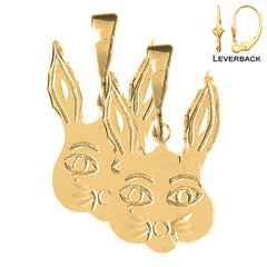 Sterling Silver 27mm Rabbit Earrings (White or Yellow Gold Plated)