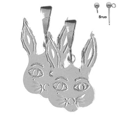 Sterling Silver 27mm Rabbit Earrings (White or Yellow Gold Plated)