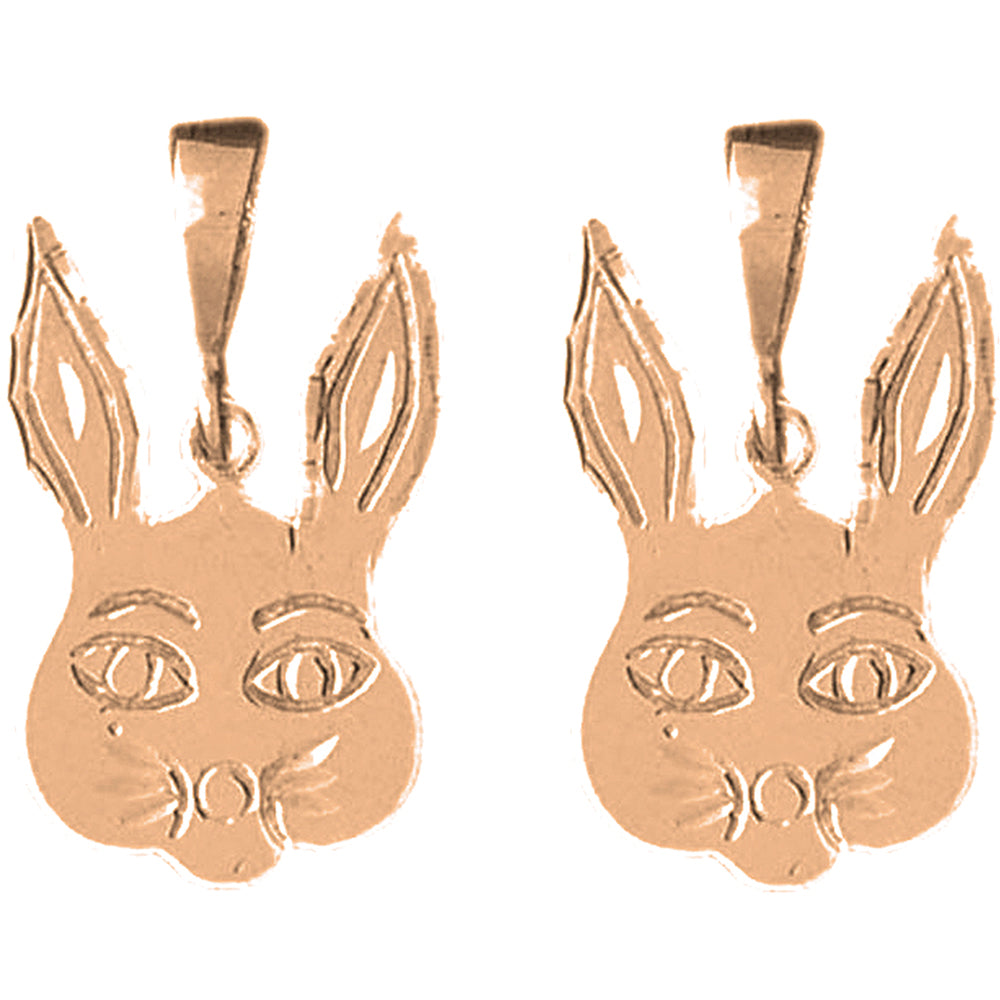 14K or 18K Gold 27mm Rabbit Earrings