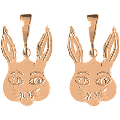 14K or 18K Gold 27mm Rabbit Earrings
