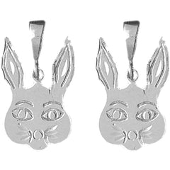 Sterling Silver 27mm Rabbit Earrings