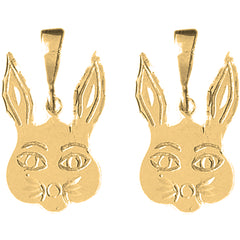 14K or 18K Gold 27mm Rabbit Earrings