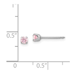 Inverness 14K White Gold 3mm Pink CZ Earrings