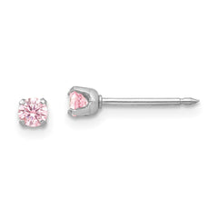 Inverness 14K White Gold 3mm Pink CZ Earrings